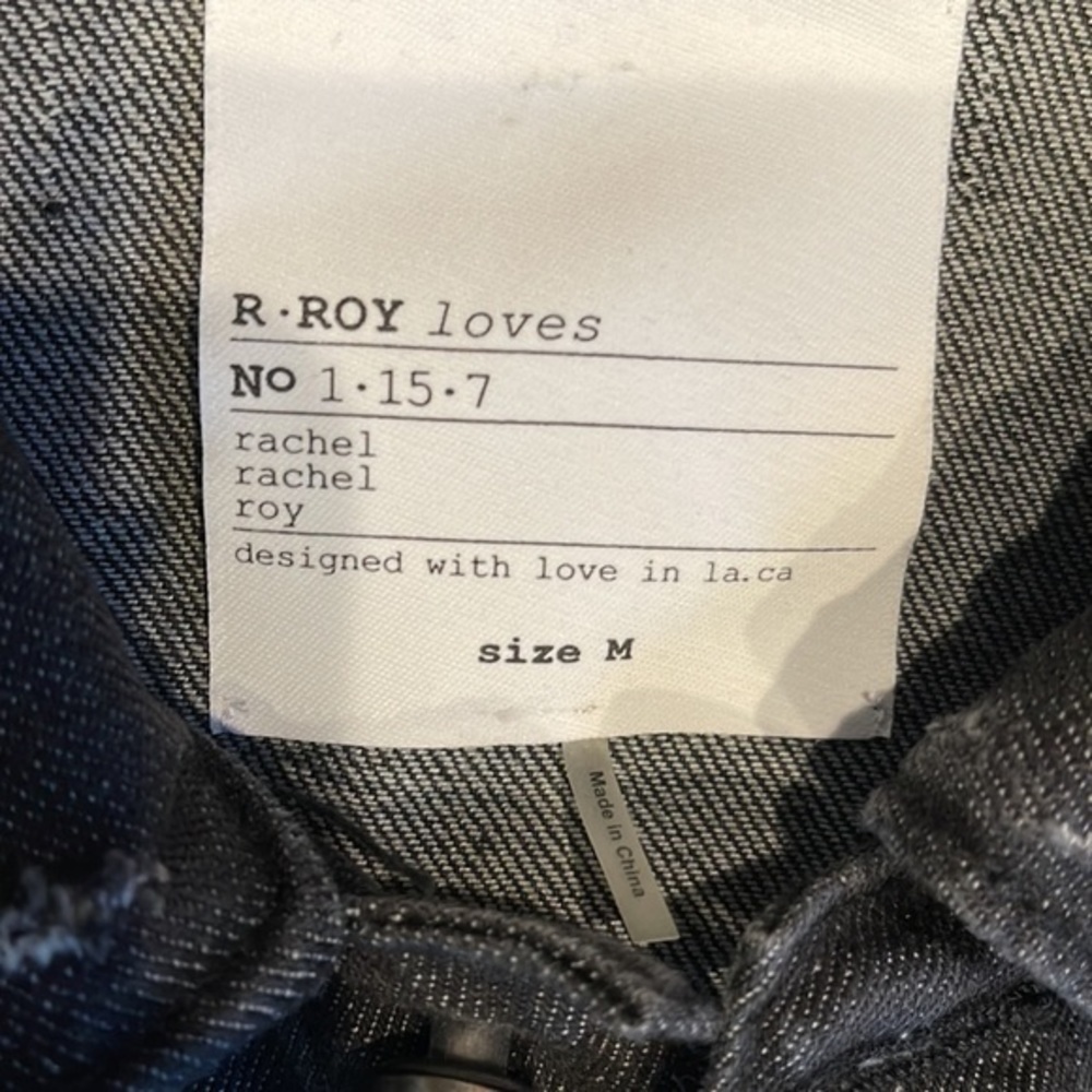 Rachel Roy LOVE beaded distressed denim jacket black - Picture 3 of 6